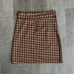 3/$10 Brown and Tan Plaid Skirt